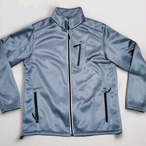 PGA Tour Long Sleeve Golf Jacket Lined Phone Pocket Blue Grey Men's Size M